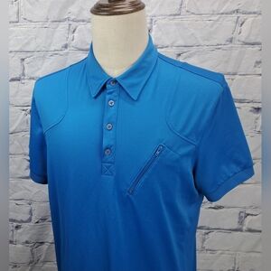 J. Lindeberg Mens Golf Polo Shirt Fieldsensor Fabric Asymmetrical Zip Blue Large